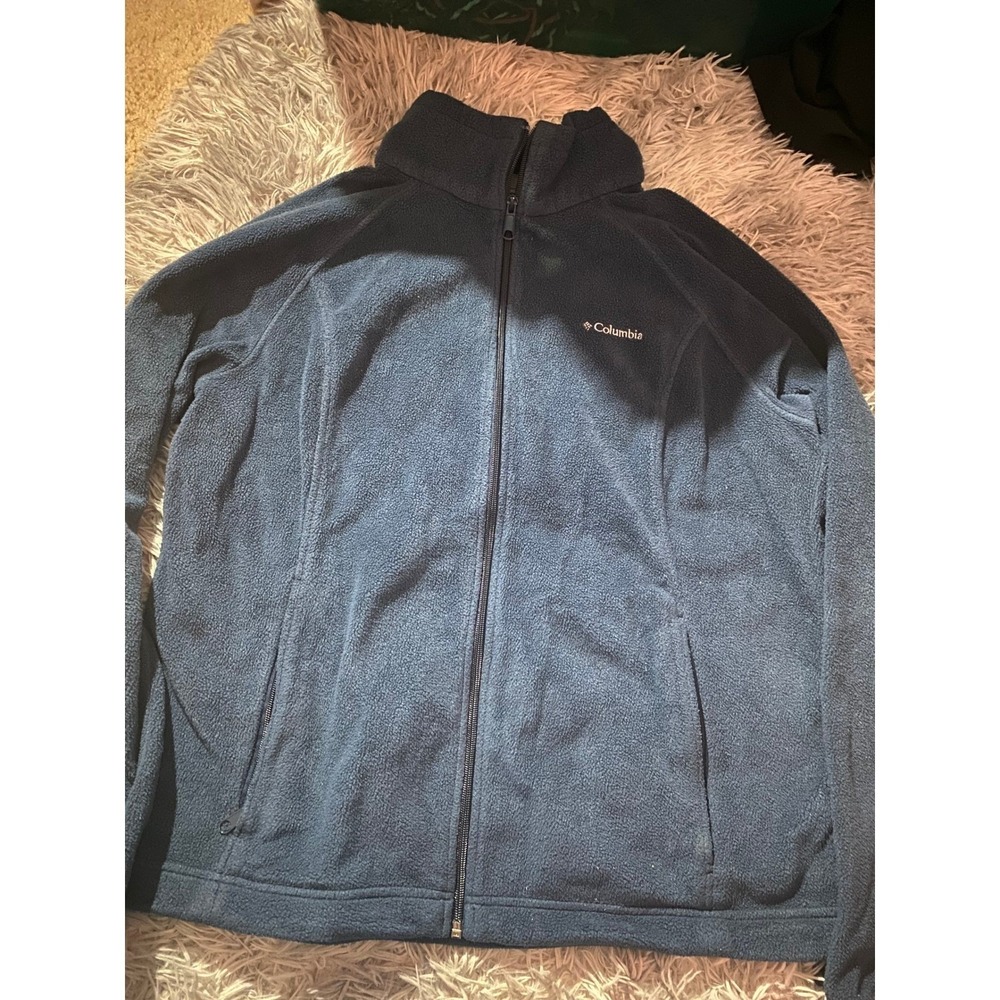 Columbia Mens XL Full Zip Fleece Jacket Blue Long Sleeve Warm‎ Outdoor Layer